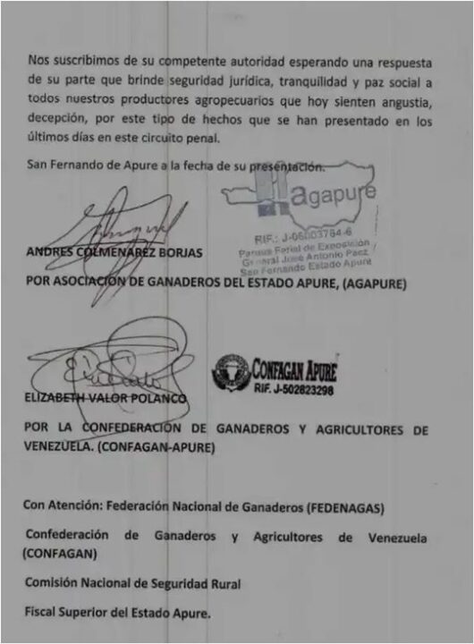 Comunicado de los ganaderos de Apure marzo 2023 2