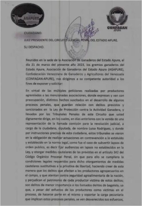 Comunicado de los ganaderos de Apure marzo 2023