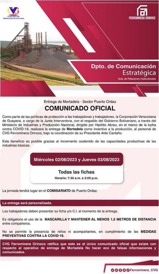 Comunicado mortadela CVG