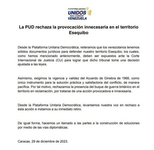 Plataforma Unitaria Esequibo 29 12 2023