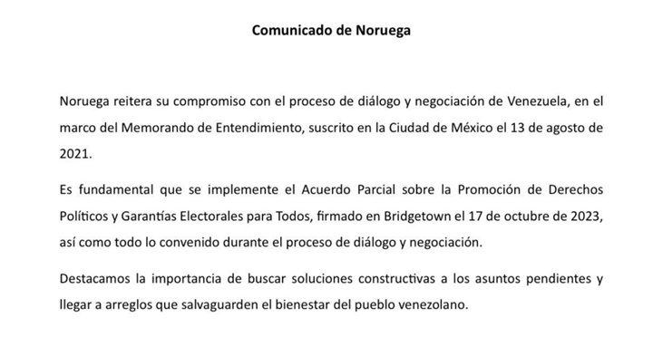 Comunicado de Noruega 3 2024