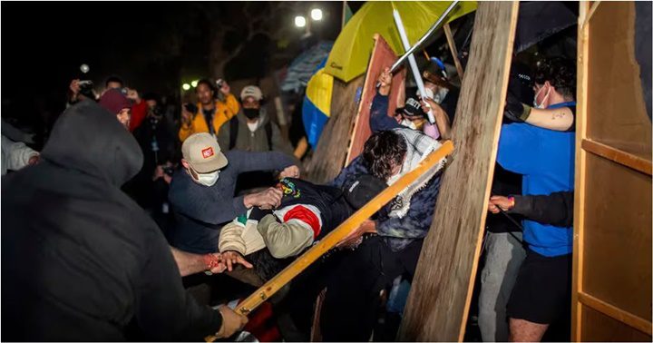 Universidad California estudiantes pro y contra palestinos