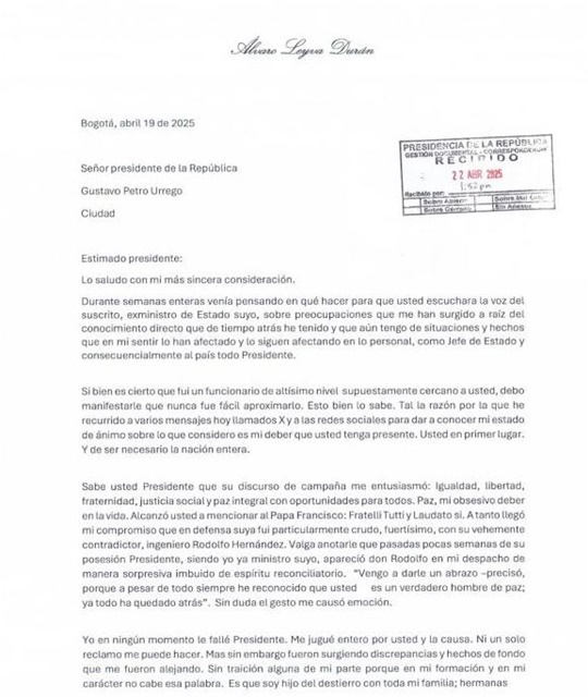 Álvaro Leyva carta