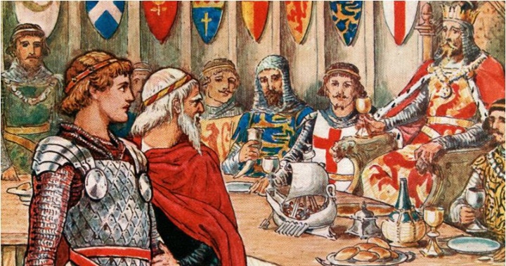 Rey Arturo y el mago Merlín