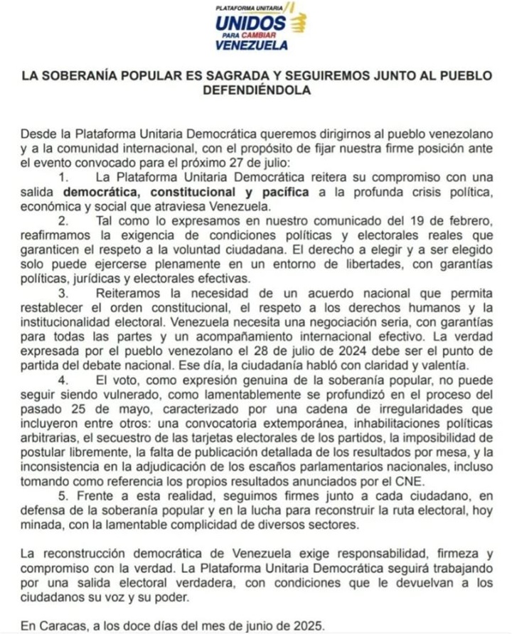 PUD Venezuela 12 6 2025