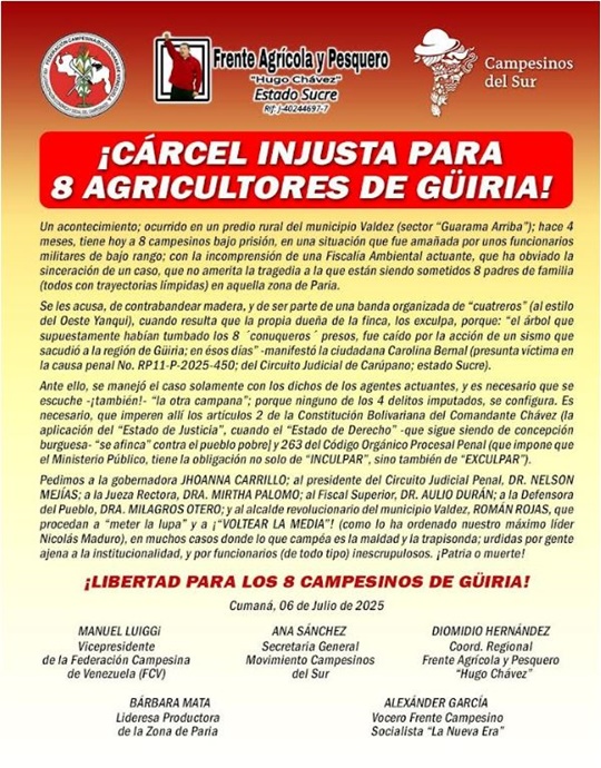 Güiria comunicado 17 7 2025