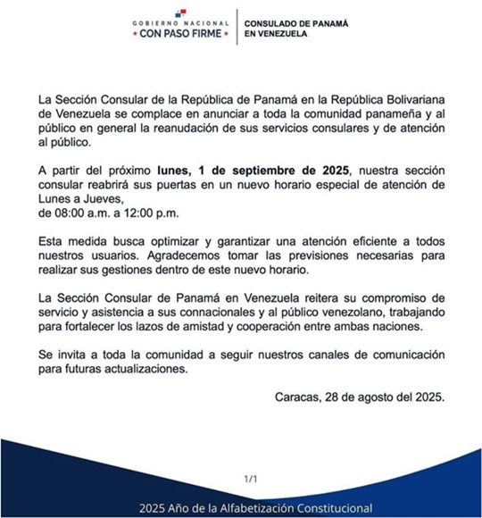 Gobierno de Panamá 28 8 2025