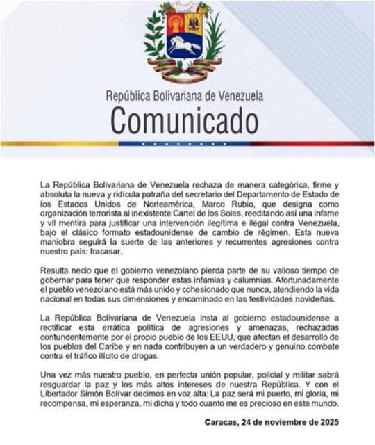 Comunicado Venezuela 24 11 2025